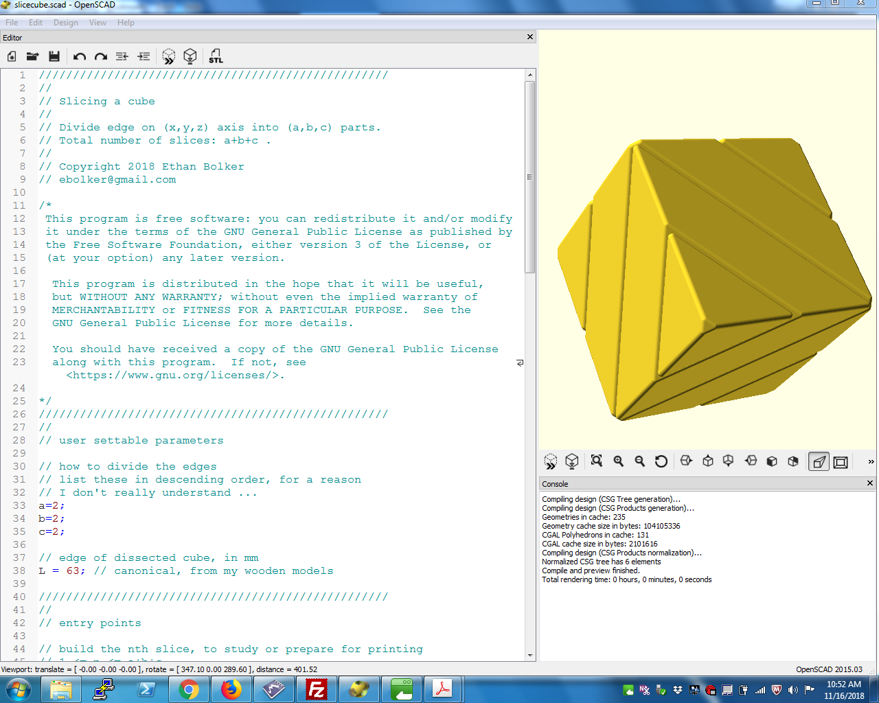 OpenSCAD screen shot