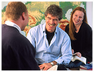 professor David Hunt with UMB students