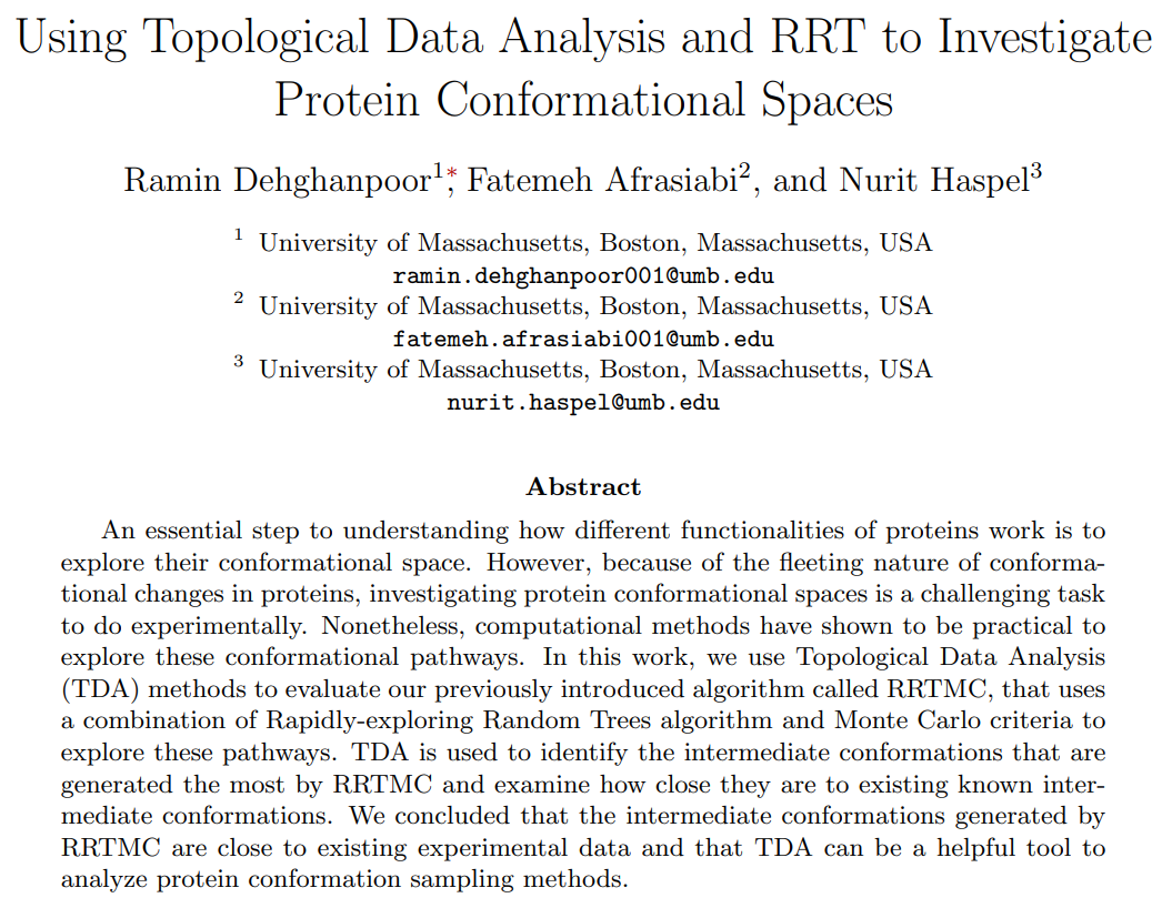 Using Topological Data Analysis and RRT to Investigate Protein Conformational Spaces